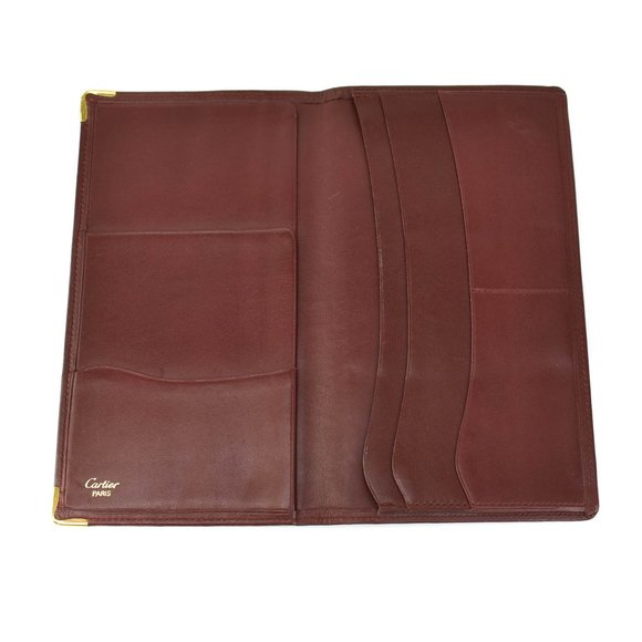 CARTIER: Burgundy Leather Double C Logo Wallet nz - Picture 6 of 8